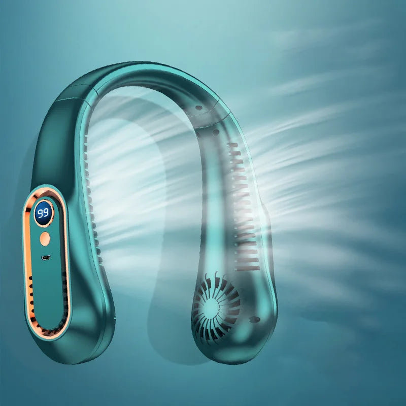 Lenovo 8000mAhVentilateur de cou suspendu portable, ventilateur tour de cou sans pales, affichage numérique de la batterie, refroidisseur d'air, ventilateur électrique rechargeable par USB