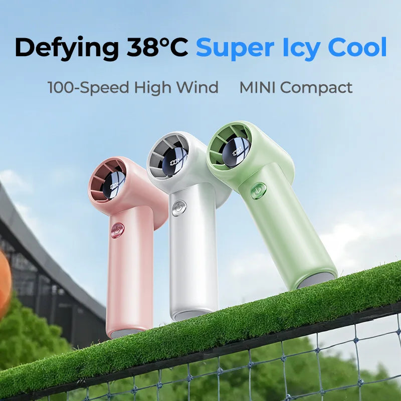 Long Battery Life High Speed Turbo Mini Fan USB Rechargeable Brushless Motor with Digital Display Portable Outdoor Travel Gadget