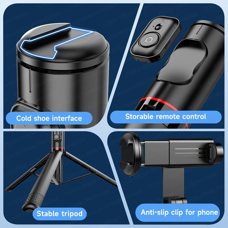 TOKQI C10 Tripod 72inch Extendable Bluetooth Selfie Stick, Aluminum Alloy Brackets for Smartphone iPhone Android Cellphone Shoot
