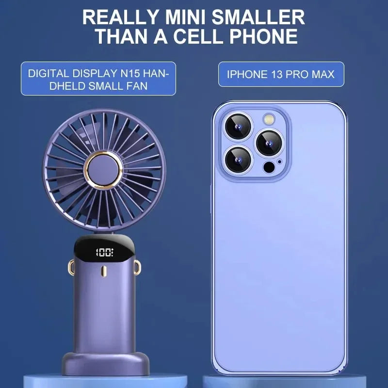 NEW Portable 5 Speed Handheld Cooling Fan USB Rechargeable Mini Fan with Phone Stand Safe for Children Great for Outdoor Travel