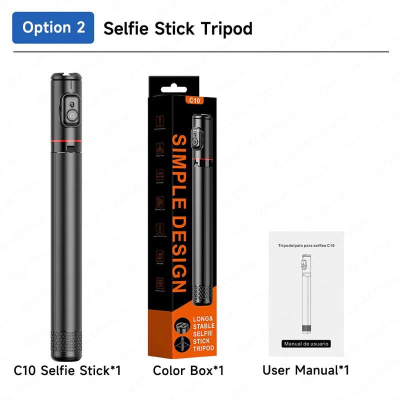 TOKQI C10 Tripod 72inch Extendable Bluetooth Selfie Stick, Aluminum Alloy Brackets for Smartphone iPhone Android Cellphone Shoot