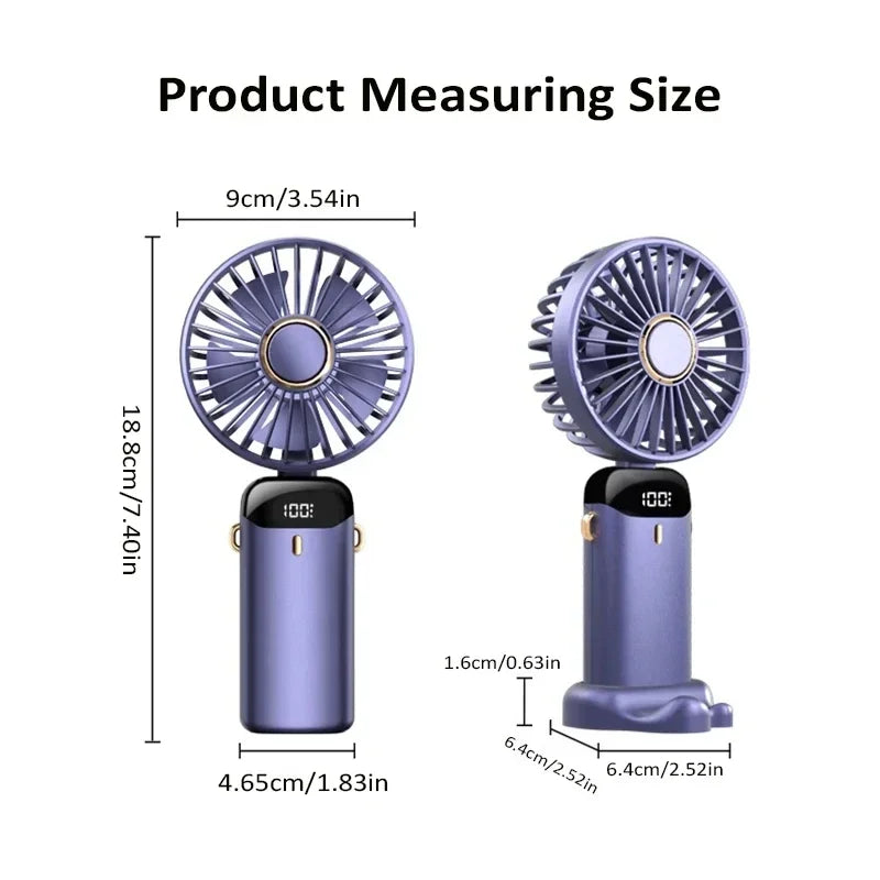 NEW Portable 5 Speed Handheld Cooling Fan USB Rechargeable Mini Fan with Phone Stand Safe for Children Great for Outdoor Travel