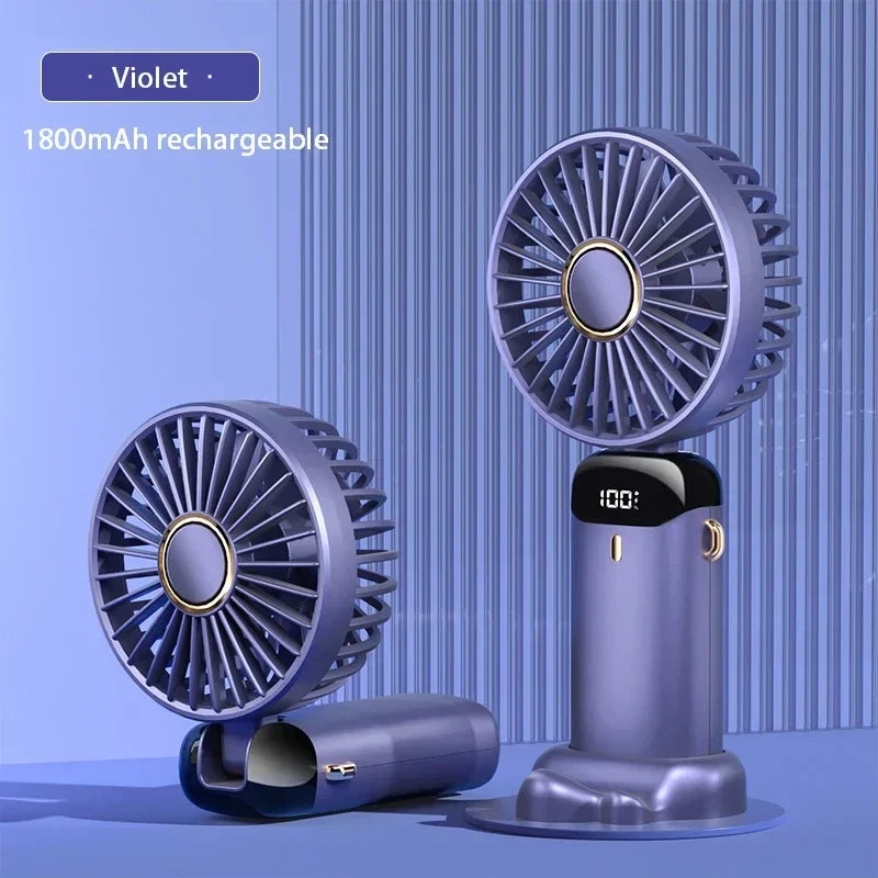 NEW Portable 5 Speed Handheld Cooling Fan USB Rechargeable Mini Fan with Phone Stand Safe for Children Great for Outdoor Travel