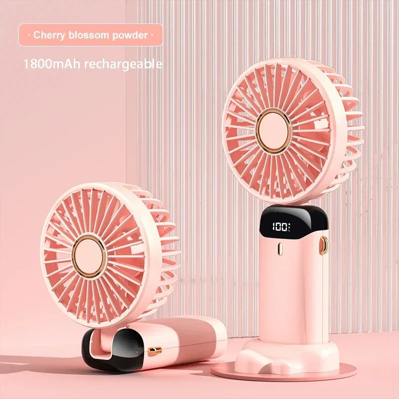 NEW Portable 5 Speed Handheld Cooling Fan USB Rechargeable Mini Fan with Phone Stand Safe for Children Great for Outdoor Travel