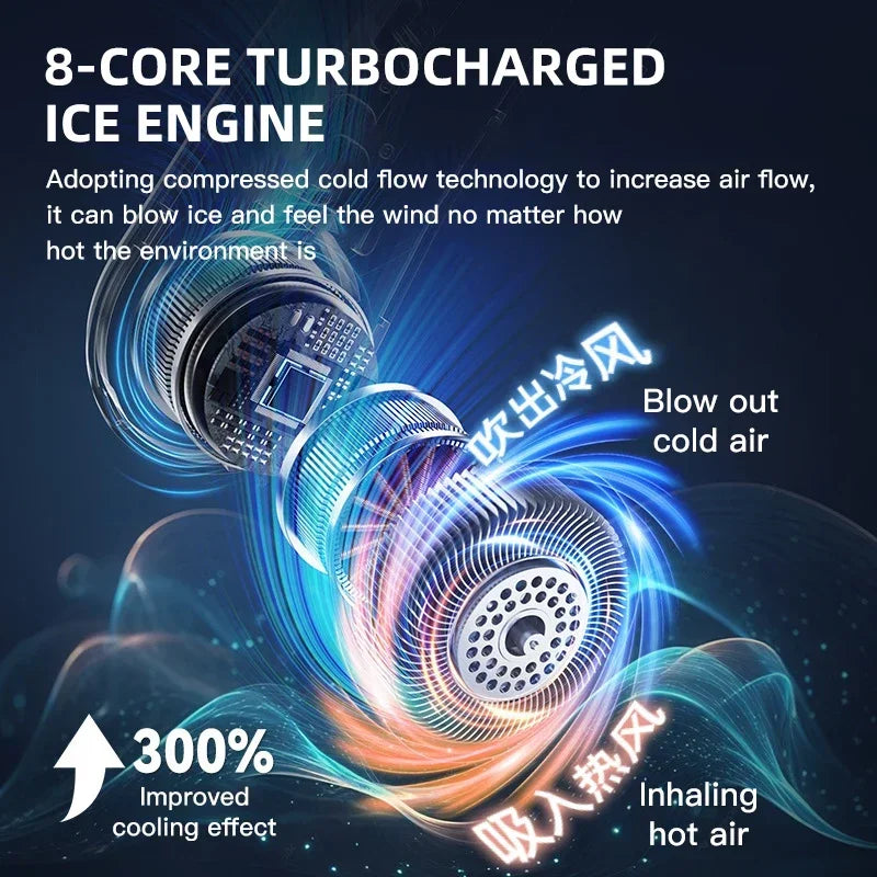 Lenovo 8000mAhVentilateur de cou suspendu portable, ventilateur tour de cou sans pales, affichage numérique de la batterie, refroidisseur d'air, ventilateur électrique rechargeable par USB