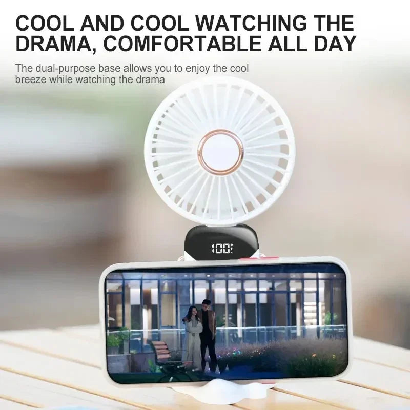 NEW Portable 5 Speed Handheld Cooling Fan USB Rechargeable Mini Fan with Phone Stand Safe for Children Great for Outdoor Travel