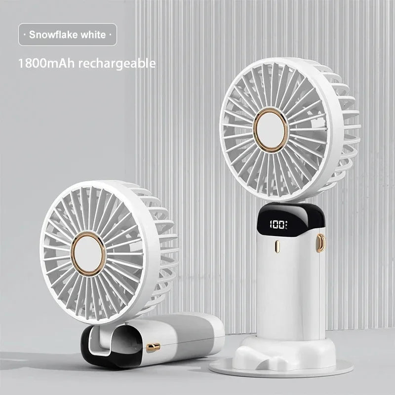 NEW Portable 5 Speed Handheld Cooling Fan USB Rechargeable Mini Fan with Phone Stand Safe for Children Great for Outdoor Travel