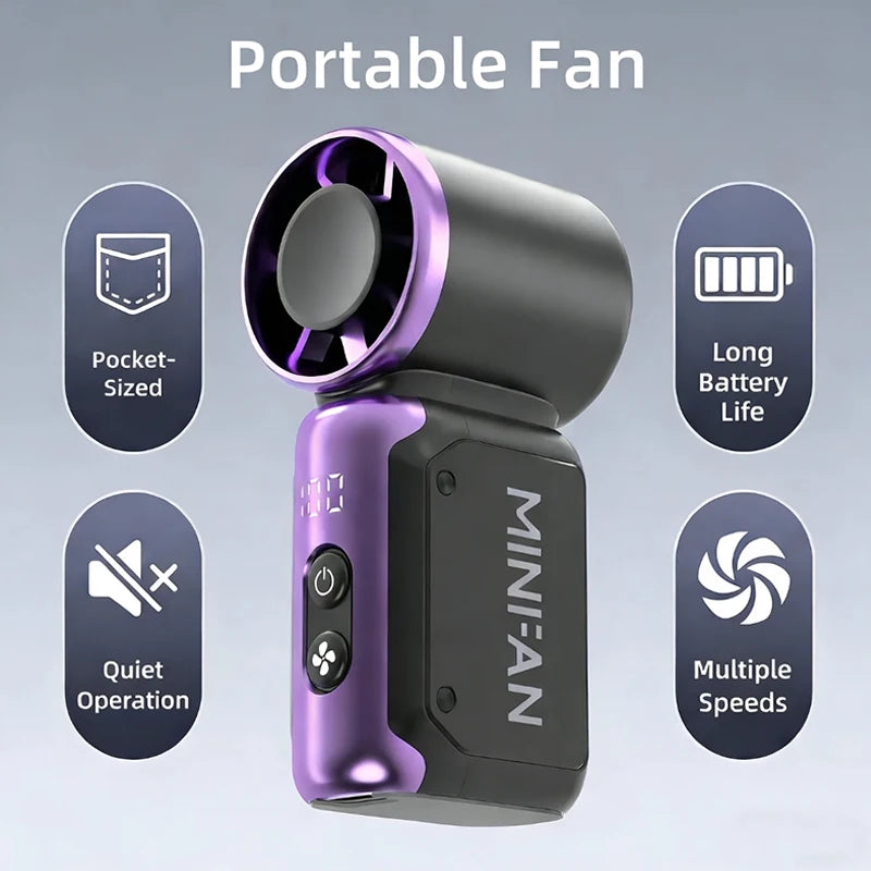Mini handheld fan, portable small electric fan, USB charging portable pocket fan, suitable for outdoor, travel, and office use