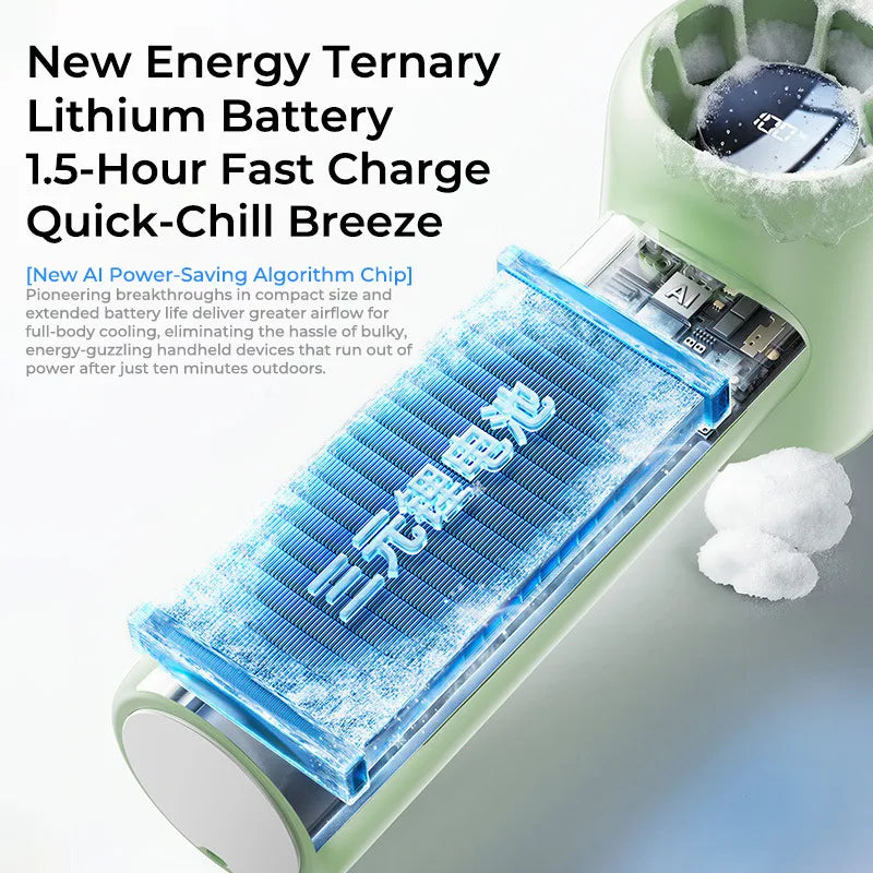 Long Battery Life High Speed Turbo Mini Fan USB Rechargeable Brushless Motor with Digital Display Portable Outdoor Travel Gadget