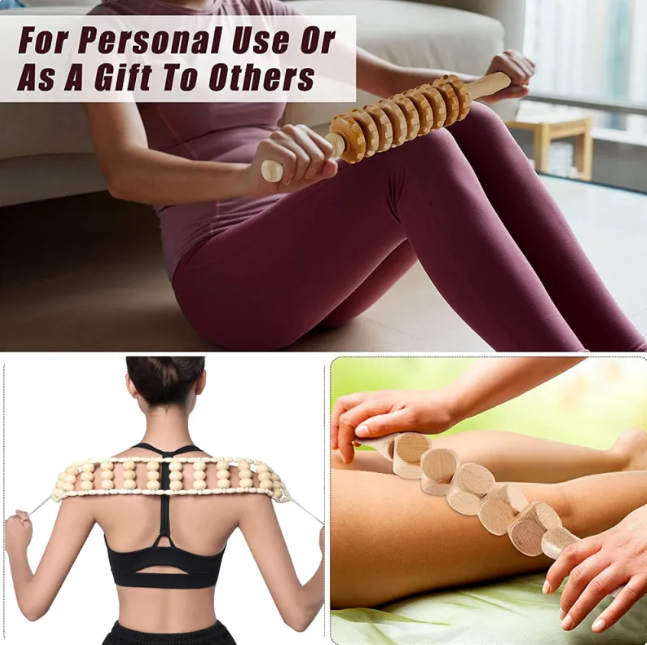 Ensemble de Rouleaux à Main en Bois Anti-Cellulite (Options Multiples)
